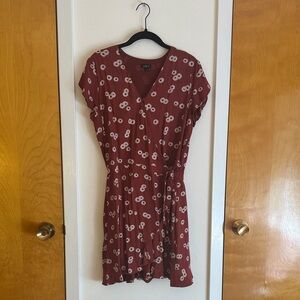 LOFT Burgundy Floral Mini Dress